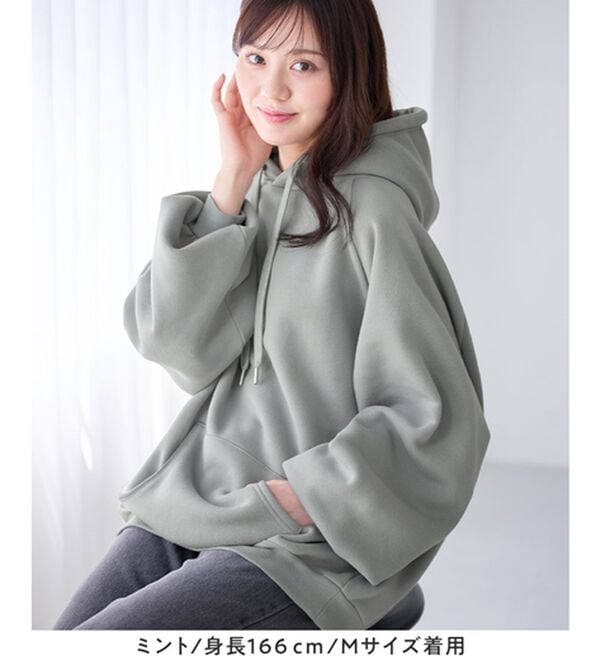 alotta（アロッタ）の「あったか裏起毛パフ袖ゆったりパーカー（パーカー）」｜詳細画像