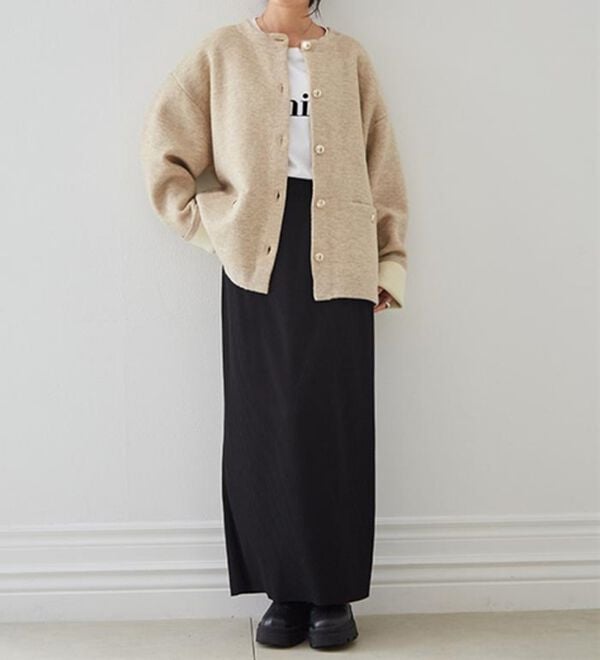 RANAN（ラナン）の「裏配色ゴールド調ボタンニットコーディガン（ニットカーディガン）」｜詳細画像