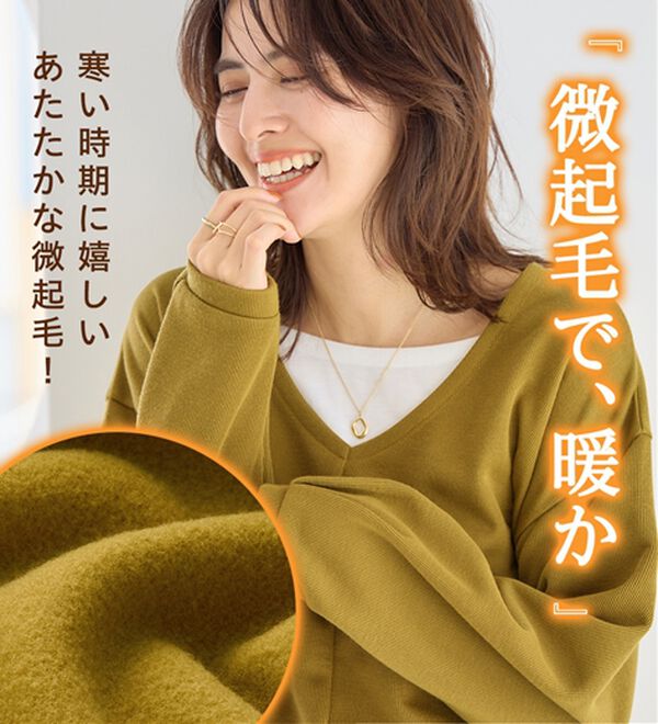 Viola e Viola（ヴィオラ エ ヴィオラ）の「微起毛あったかレイヤード風Ｖネックトップス（カットソー）」｜詳細画像