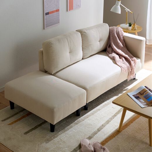 ベルベッド調 コンパクトソファ ※カウチソファ部分のみ、オットマンは