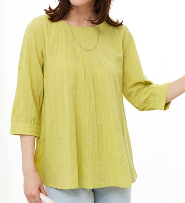 BELLUNA（ベルーナ）の「【店舗・ネット限定】シャドーストライプ素材タック使いブラウス（ブラウス）」｜詳細画像