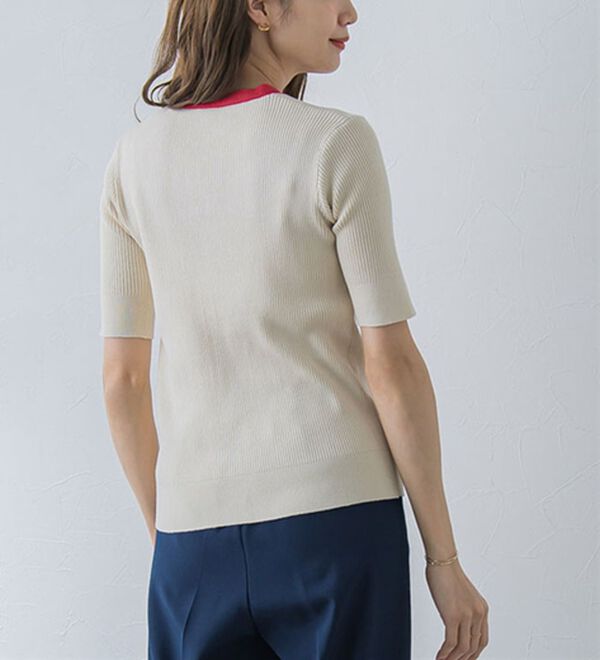 Pierrot（ピエロ）の「配色リブニットカーディガン（ニットカーディガン）」｜詳細画像