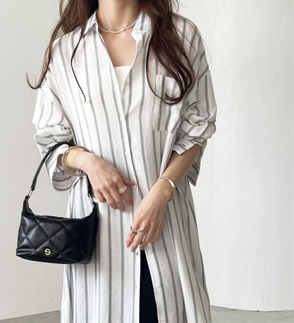 GeeRA（ジーラ）の「スリット入りロングシャツワンピース（シャツワンピース）」｜詳細画像