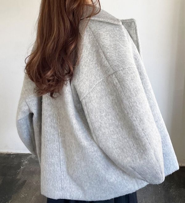 「【YOUING.】シャギーオーバーサイズミドルコート（ハーフコート）」｜詳細画像