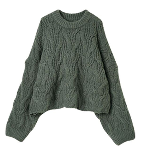 RANAN（ラナン）の「ビッグケーブル短丈ニット（ニット・セーター）」｜詳細画像