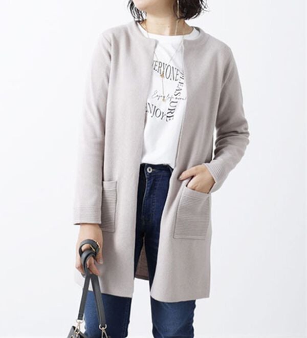 BELLUNA（ベルーナ）の「毛玉になりにくい！ミラノリブカーディガン（ニットカーディガン）」｜トープ