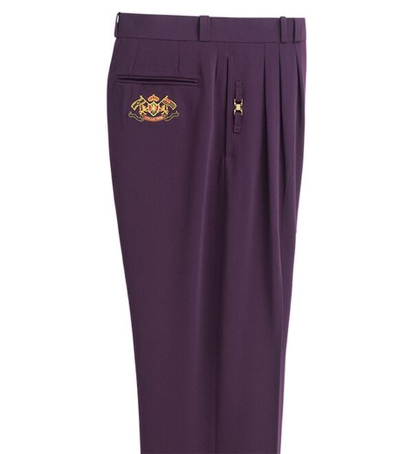 「ポケット刺しゅうスリータックスラックス（メンズスラックス）」｜パープル