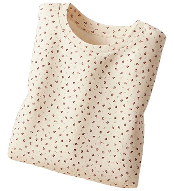 BELLUNA（ベルーナ）の「オーガニック超長綿１００％プルオーバー（カットソー）」｜花柄(オフホワイト)