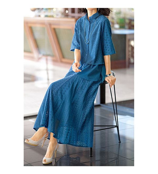 BELLUNA（ベルーナ）の「レース切替デザインシャツジャケット（シャツ）」｜詳細画像