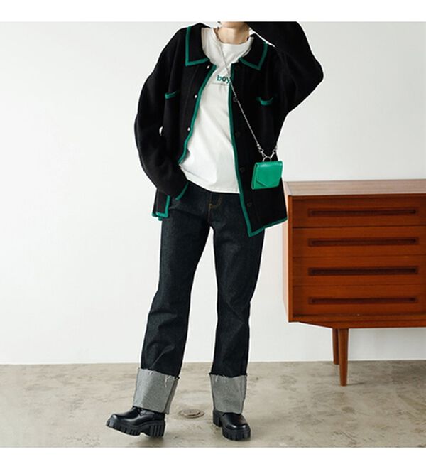 GeeRA（ジーラ）の「配色衿付ニットカーディガン（ニットカーディガン）」｜詳細画像