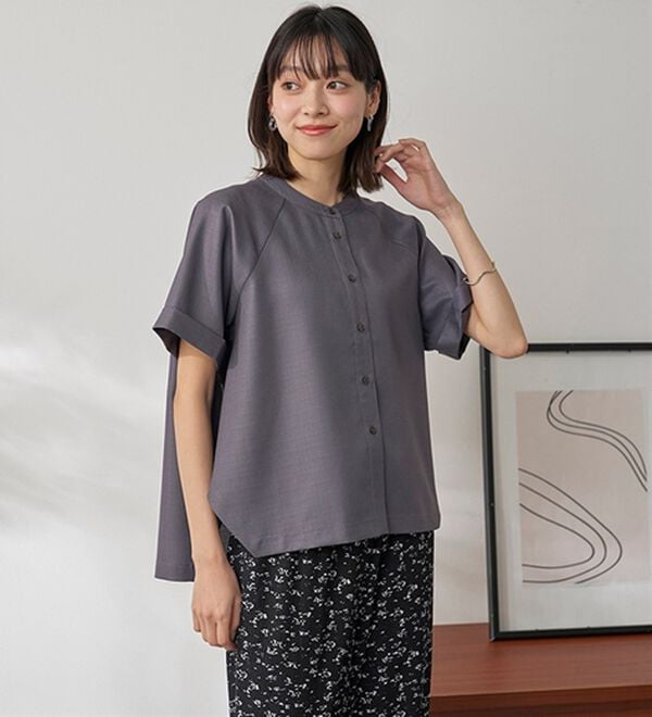 BELLUNA（ベルーナ）の「華奢見せ！麻調素材ラグラン切替ブラウス（ブラウス）」｜詳細画像