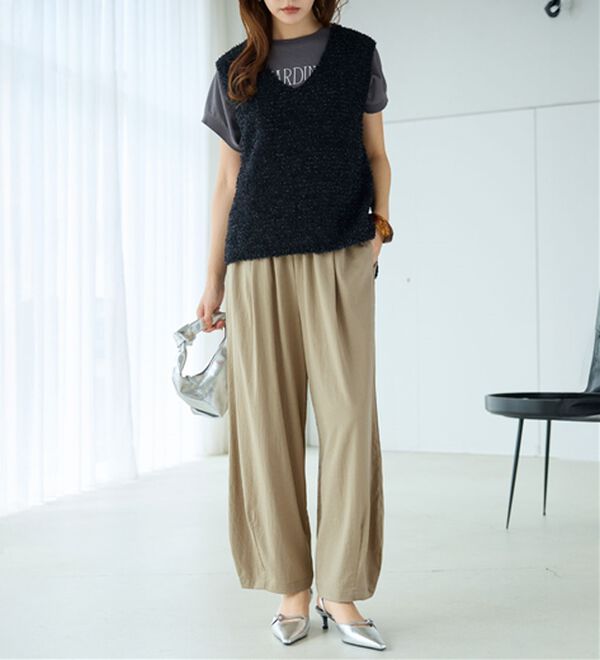 BELLUNA（ベルーナ）の「さらっと肌離れ！ひんやりカーブパンツ（ワイドパンツ・ガウチョ）」｜詳細画像