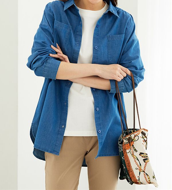 BELLUNA（ベルーナ）の「ポケット付デニムシャツチュニック（チュニック）」｜詳細画像