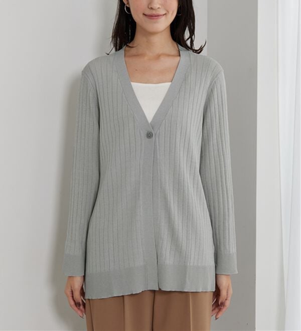 BELLUNA（ベルーナ）の「【店舗・ネット限定】リブ使いボタンデザインカーディガン（ニットカーディガン）」｜詳細画像