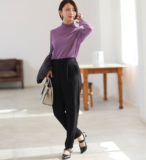 A HAPPY MARILYN（アハッピーマリリン）の「【Ｌ～６Ｌ】Ｒｉｎ 低身長さん高身長さん対応 私サイズで綺麗が叶う 選べる身長別 スラっと美脚ストレッチテーパードパンツ（テーパードパンツ）」｜詳細画像