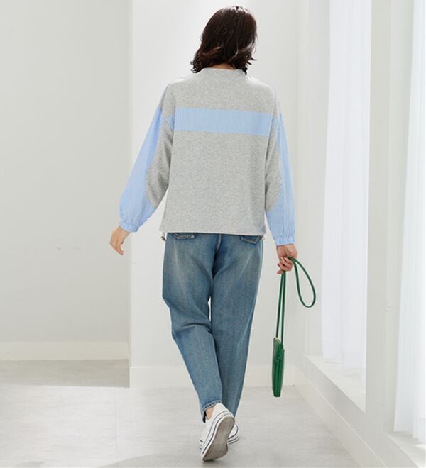BELLUNA（ベルーナ）の「ストライプ切替デザインプルオーバー（カットソー）」｜詳細画像