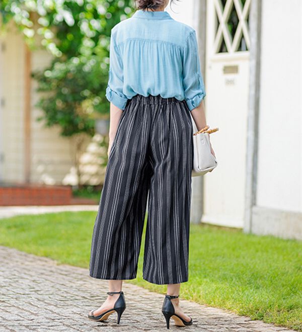 BELLUNA（ベルーナ）の「【接触冷感】レーヨン素材プリントワイドパンツ（ワイドパンツ・ガウチョ）」｜詳細画像