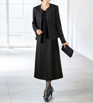 BELLUNA（ベルーナ）の「北陸幾何柄ジャカードワンピースアンサンブル（ブラックフォーマル（喪服・礼服））」｜詳細画像