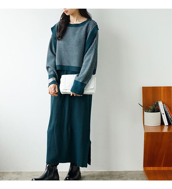 GeeRA（ジーラ）の「レイヤード２点セットワンピース（ニットワンピース）」｜詳細画像