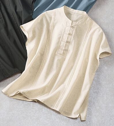 BELLUNA（ベルーナ）の「＜＆ｃｏｃｏｃｈｉ＞綿麻素材チャイナボタンゆったりブラウス（ブラウス）」