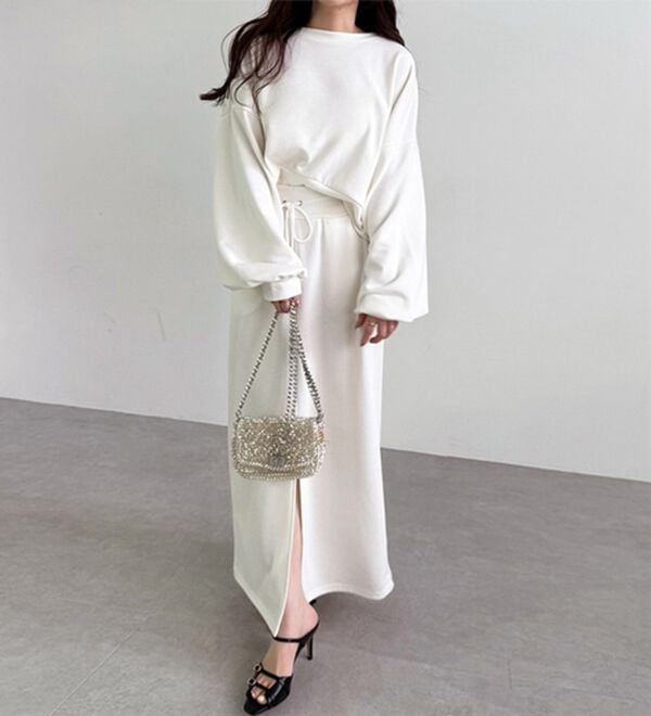 GeeRA（ジーラ）の「フロントスリットスウェットナロースカート（ロングスカート）」｜詳細画像