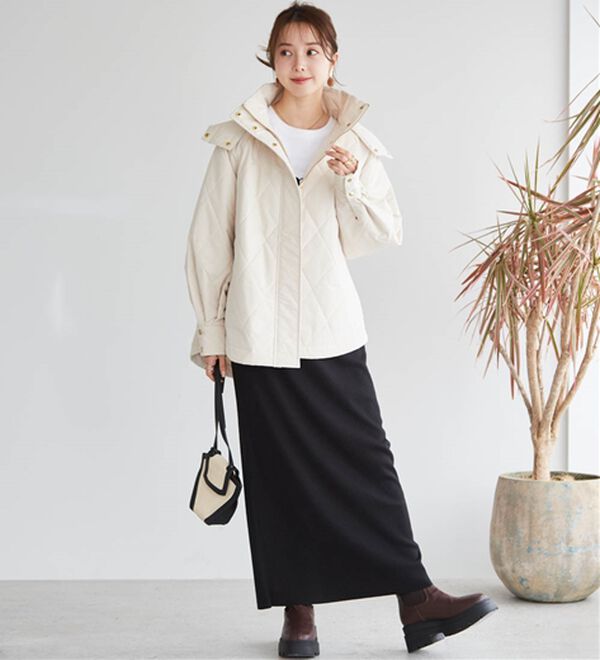 RANAN（ラナン）の「２ｗａｙボリューム袖ライトダウンキルティングアウター（ハーフコート）」｜詳細画像