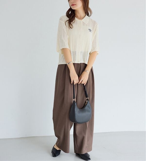 Viola e Viola（ヴィオラ エ ヴィオラ）の「【アンブロ】透かし編みポロカーディガン（ニットカーディガン）」｜詳細画像