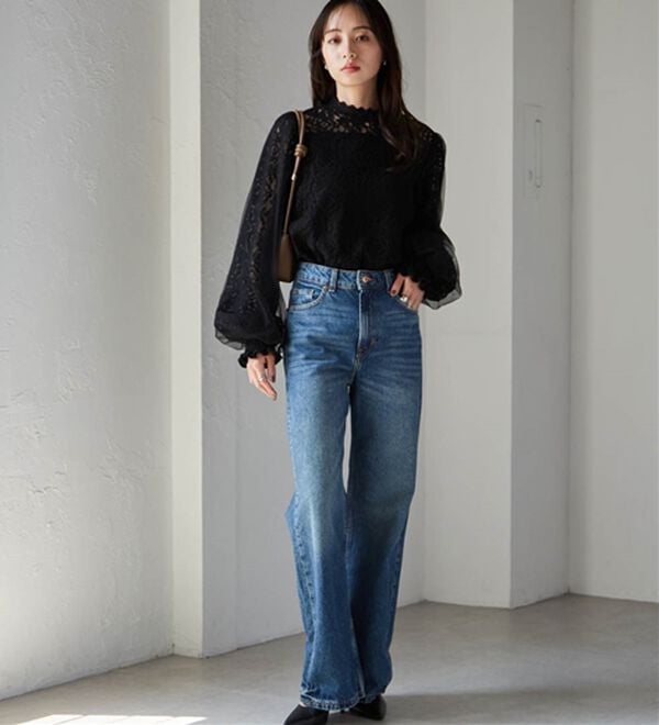 RANAN（ラナン）の「チュールドッキングフラワーレースキャンディースリーブブラウス（ブラウス）」｜詳細画像