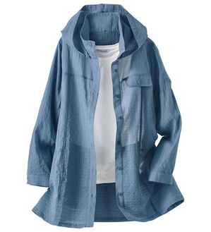 BELLUNA（ベルーナ）の「シャーリング素材日差し対策パーカー（パーカー）」｜ブルー