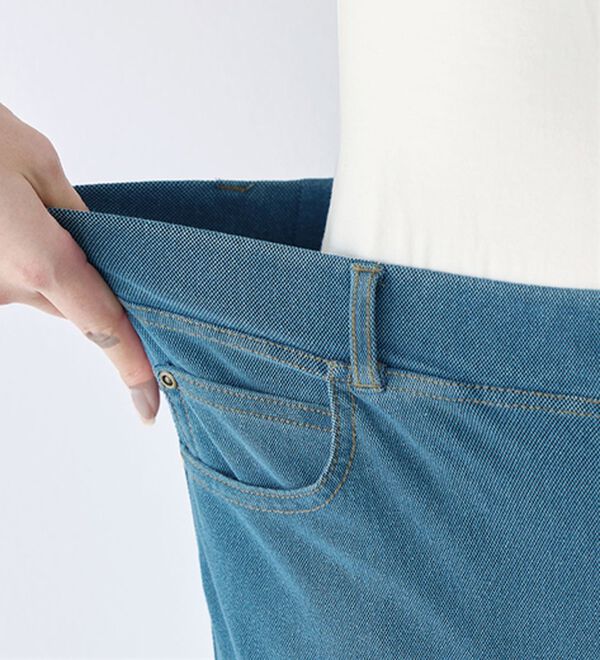 BELLUNA（ベルーナ）の「新感覚！かのこ素材ニットデニムパンツ（フルレングスパンツ）」｜詳細画像