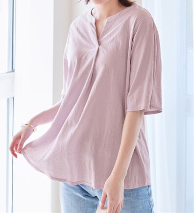 alotta（アロッタ）の「【接触冷感】スキッパータック袖ブラウスカットソー（カットソー）」