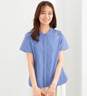 BELLUNA（ベルーナ）の「エアリーサッカー素材肩タックブラウス（ブラウス）」｜ライラック