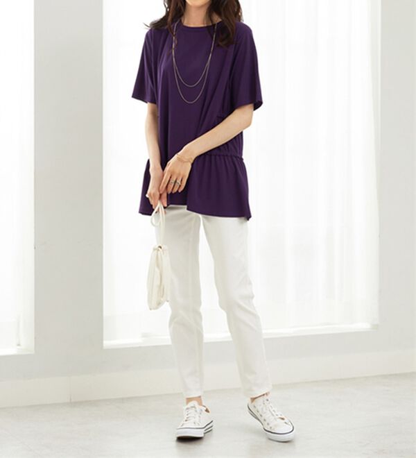 BELLUNA（ベルーナ）の「ヒンヤリ！サイドギャザー使いチュニック（チュニック）」｜詳細画像