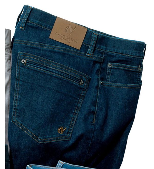 「＜コムルヴァン・オム＞３６０度のびのび快適麻入りチノ・ジーンズ（メンズデニムパンツ）」｜インディゴ(ジーンズ)