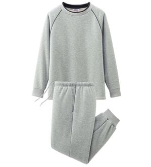 「＜シンプル＆プラス＞裏ボアスウェット上下セット（メンズトレーナー）」｜杢グレー