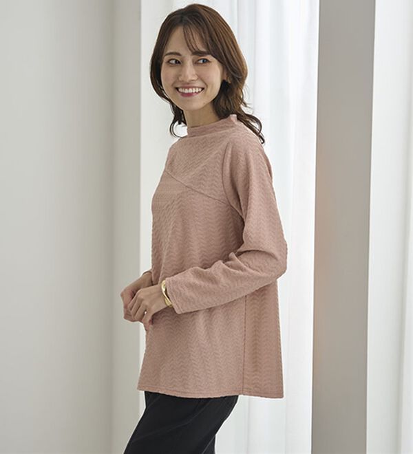 BELLUNA（ベルーナ）の「波柄ジャカード切替デザインプルオーバー（カットソー）」｜詳細画像