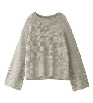 BELLUNA（ベルーナ）の「スパンコール付透かし編みニットプルオーバー（ニット・セーター）」｜ライトグレー