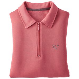 BELLUNA（ベルーナ）の「ハーフジップゆったり刺しゅうチュニック（チュニック）」｜ピンク