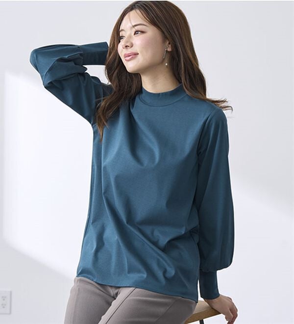 BELLUNA（ベルーナ）の「艶やかコットン１００％プルオーバー（カットソー）」｜詳細画像