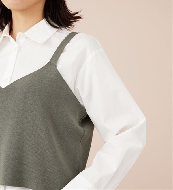BELLUNA（ベルーナ）の「ニットビスチェ&times;シャツアンサンブル（アンサンブル）」｜詳細画像