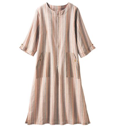 「さらり綿１００％しじら織調ワンピース（パジャマ・ルームウェア）」