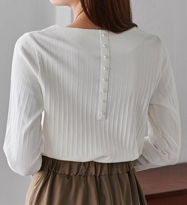 RANAN（ラナン）の「バックパール調釦リブカットソープルオーバー（カットソー）」｜詳細画像