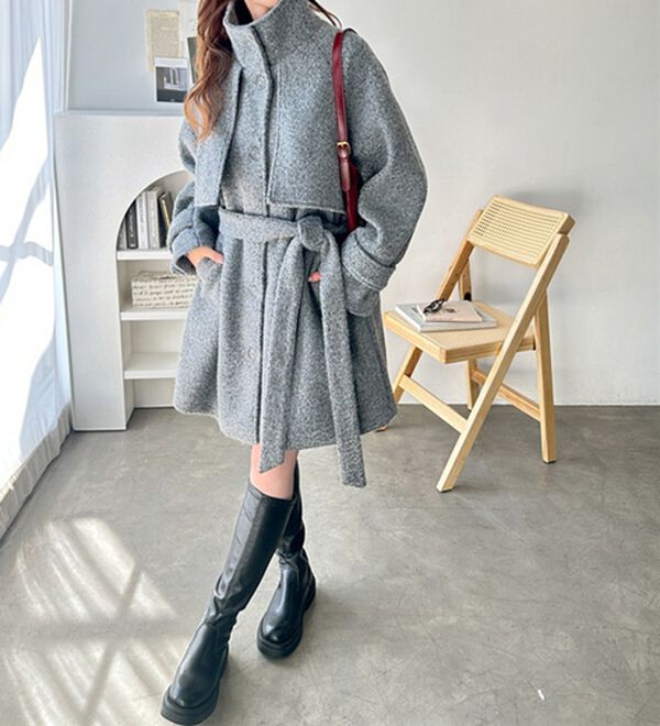 GeeRA（ジーラ）の「リングウールライクスタンドカラーコート（ハーフコート）」｜詳細画像