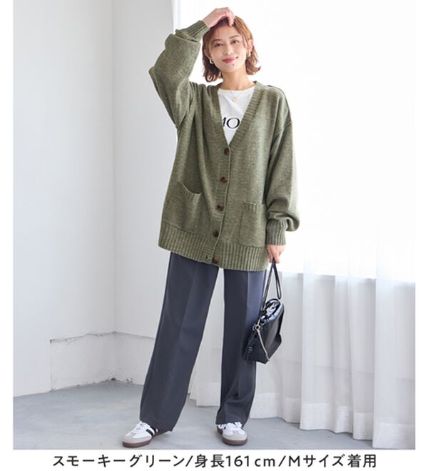 Viola e Viola（ヴィオラ エ ヴィオラ）の「洗えるもちもち　ミドル丈ニットカーデ（ニットカーディガン）」｜詳細画像