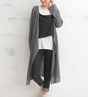 A HAPPY MARILYN（アハッピーマリリン）の「【Ｍ～８Ｌ】【ＵＶカット】長袖トッパーカーディガン（ニットカーディガン）」｜チャコール