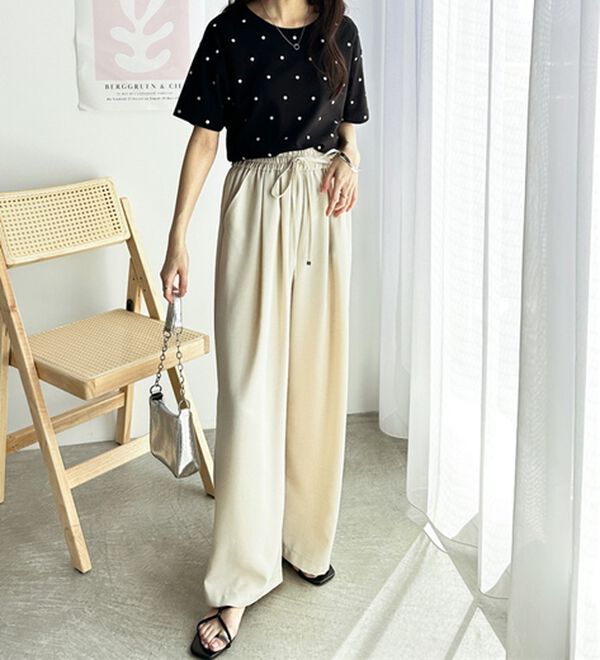 GeeRA（ジーラ）の「綿１００％ドット刺しゅうシルケットＴシャツ（Tシャツ）」｜詳細画像