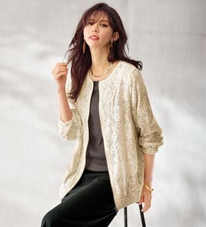 BELLUNA（ベルーナ）の「フラワー幾何柄レース配色ジャケット（その他ジャケット）」｜アイボリー