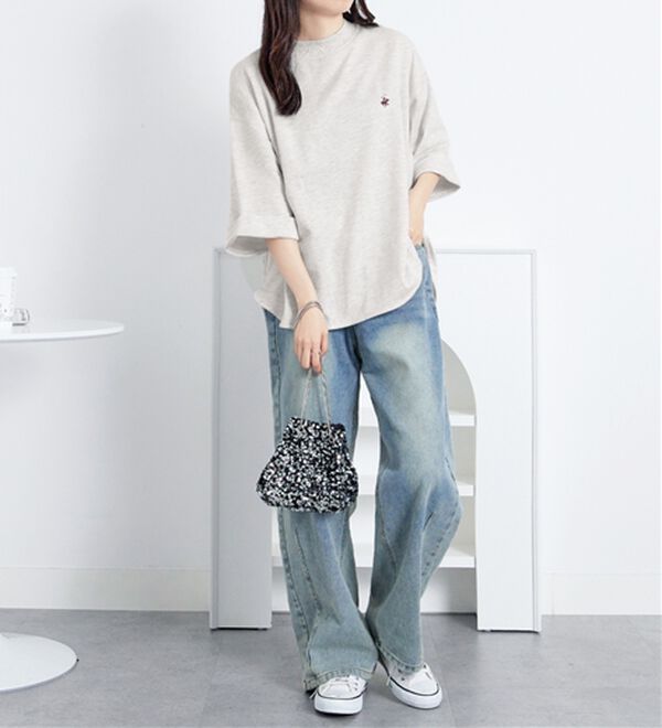 Viola e Viola（ヴィオラ エ ヴィオラ）の「【ビバリーヒルズポロクラブ】ミニ裏毛ロールアップワイドTシャツ（Tシャツ）」｜詳細画像