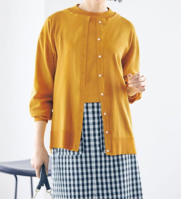 VINNO（ヴィノ）の「パール調釦付ニットアンサンブル（アンサンブル）」｜詳細画像