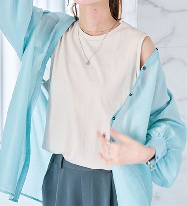 RANAN（ラナン）の「ひんやり！＜BC＞綿100％タンクトップ【選べる着丈】（カットソー）」｜詳細画像